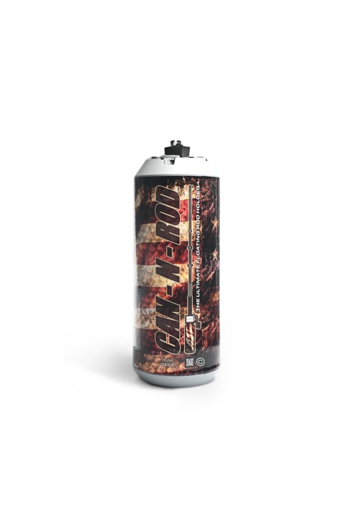 A fire extinguisher with a picture of people on it.