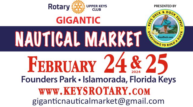 A banner that says gigantic nautical market february 2 4 and 2 5.