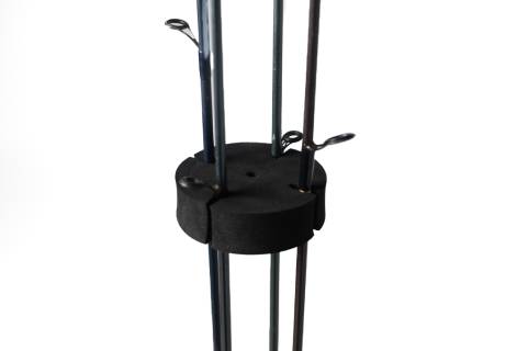 A black pole with several poles attached to it.