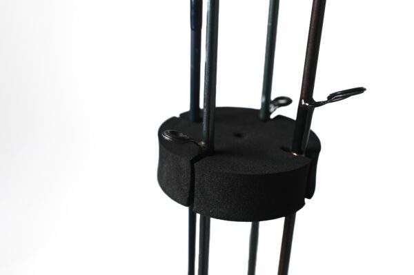 A close up of the back end of a black pole